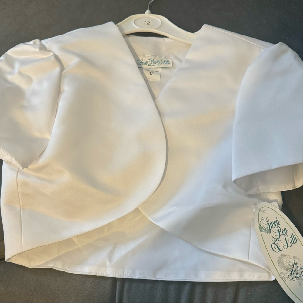 NWT White Satin Bolero jacket size 12